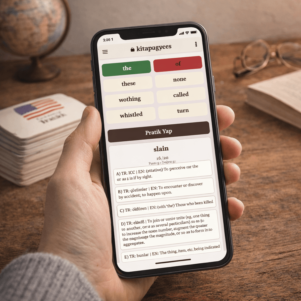 Okuzeka kelime kartları ile her yerde pratik — flashcard sistemi, metrobüste okurken bile dil öğren, mobil uyumlu