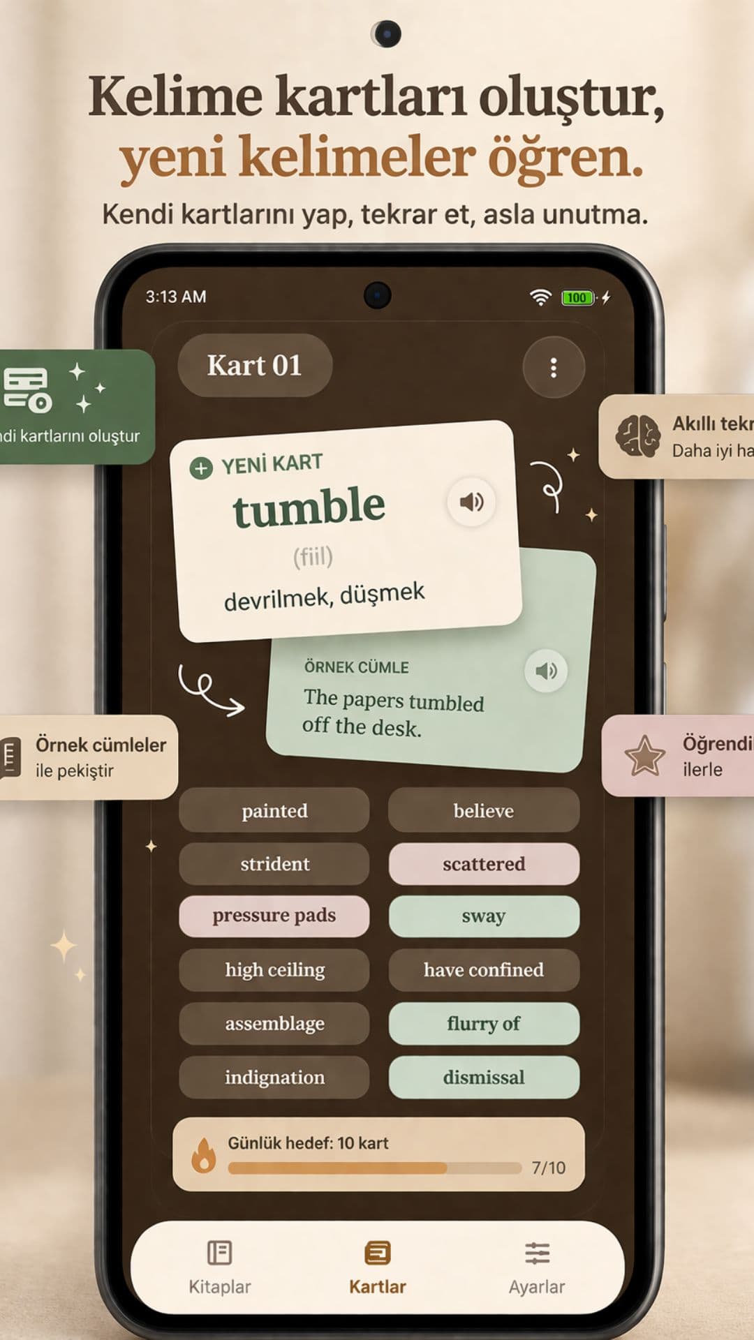 Create flashcards and review vocabulary in Okuzeka