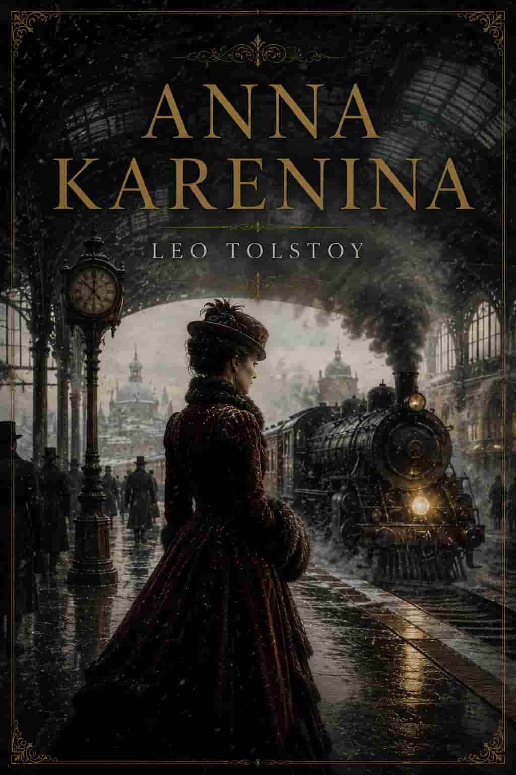 Anna Karenina cover showing Tolstoy’s realist Russian classic of tragic love, passion, and social judgment.