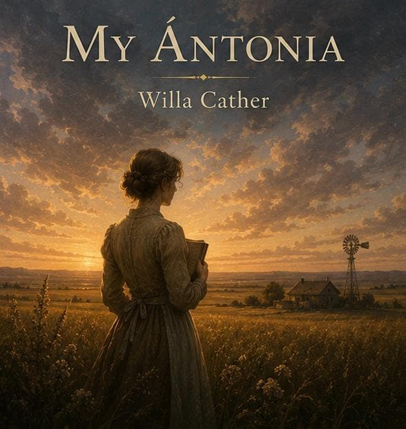 My Ántonia book cover showing Willa Cather’s classic tale of Nebraska immigrant life and the American prairie.