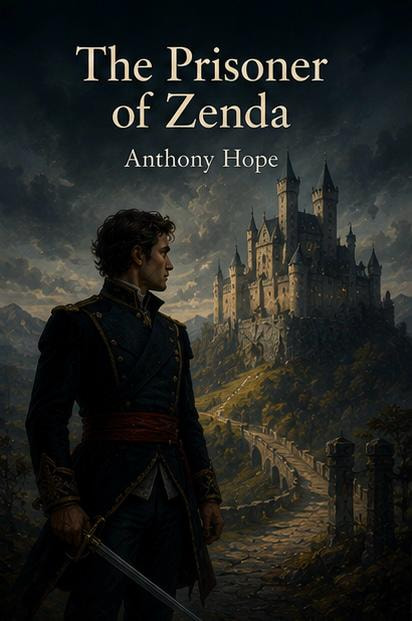 The Prisoner of Zenda by Anthony Hope classic adventure novel book cover about royalty, identity, courage, and political intrigue