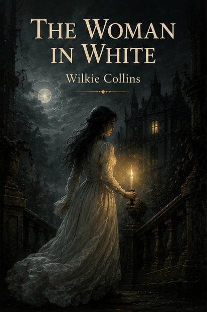 “The Woman in White cover showing Wilkie Collins’s Victorian sensation novel of mystery, identity, and Gothic intrigue.