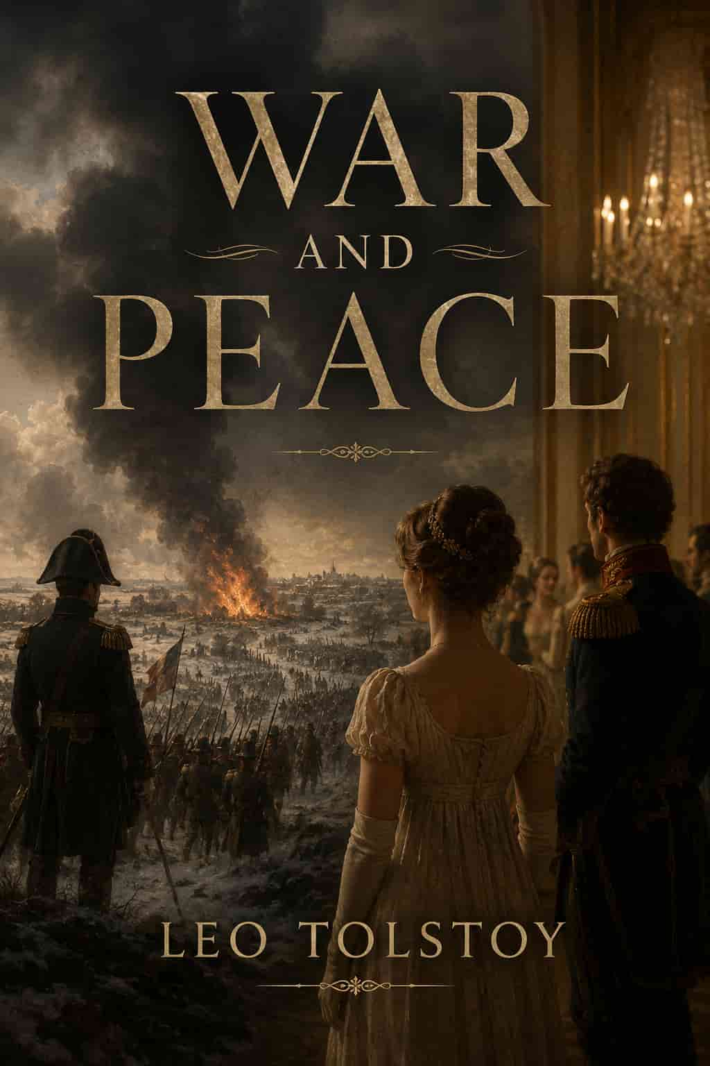War and Peace by Leo Tolstoy, a timeless historical novel exploring love, war, family, destiny, and human nature.
