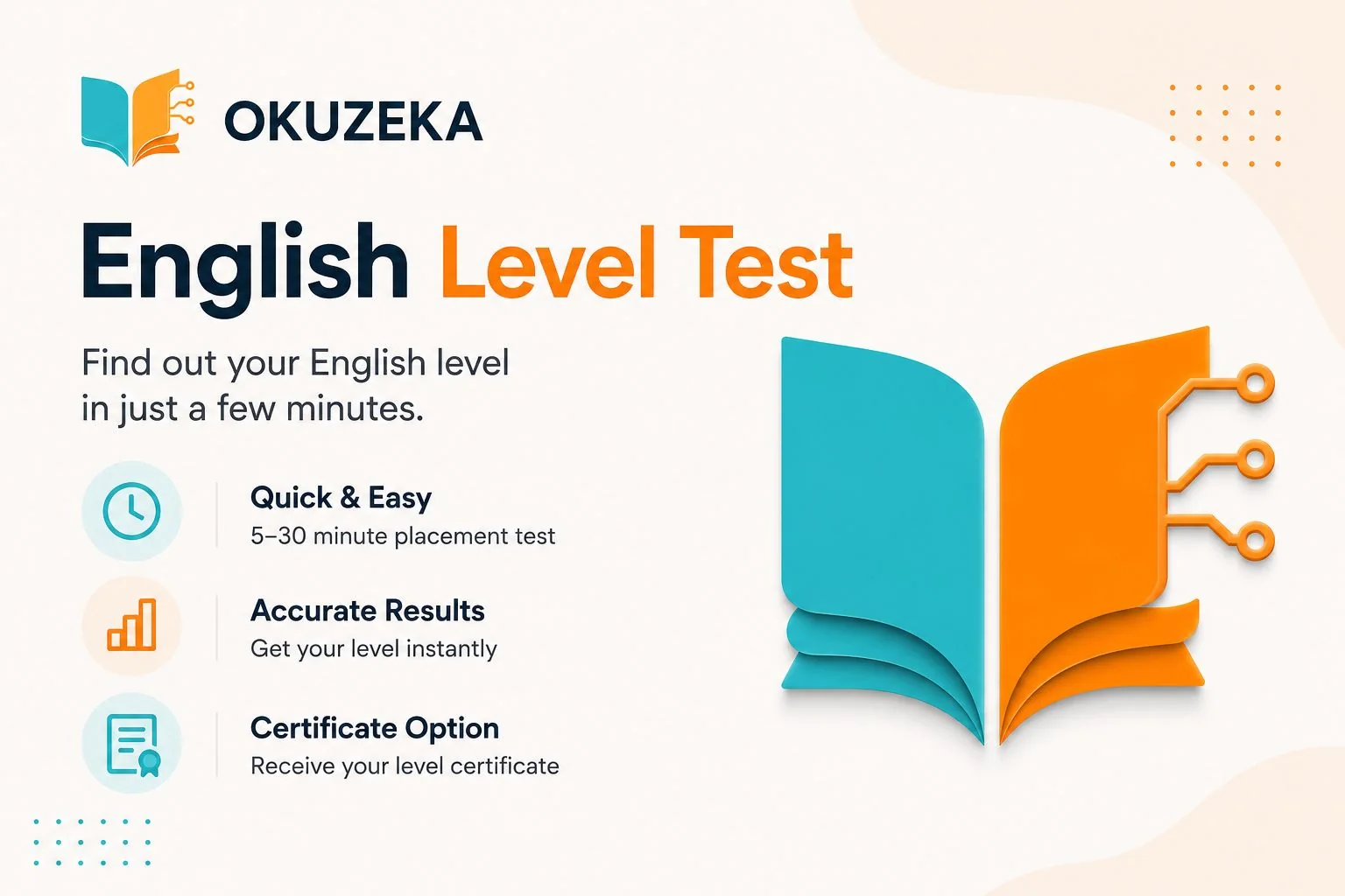 Okuzeka English level test with quick results and certificate option